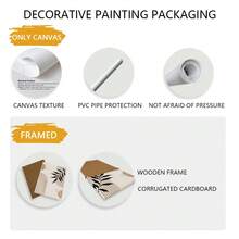 三件套极简波西米亚风墙饰——黑白抽象植物图案，可选择带框或不带框，打造卧室、办公室或客厅的禅意画廊墙 - 彩色 - 查看 7