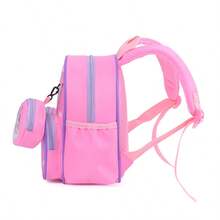 1pc Girls' Up House Print Castle Coin Purse, Breathable Mesh Strap, Multi-Compartment, Zipper, Cute Style Backpack For Kindergarten Daily Use - Pink - View 3