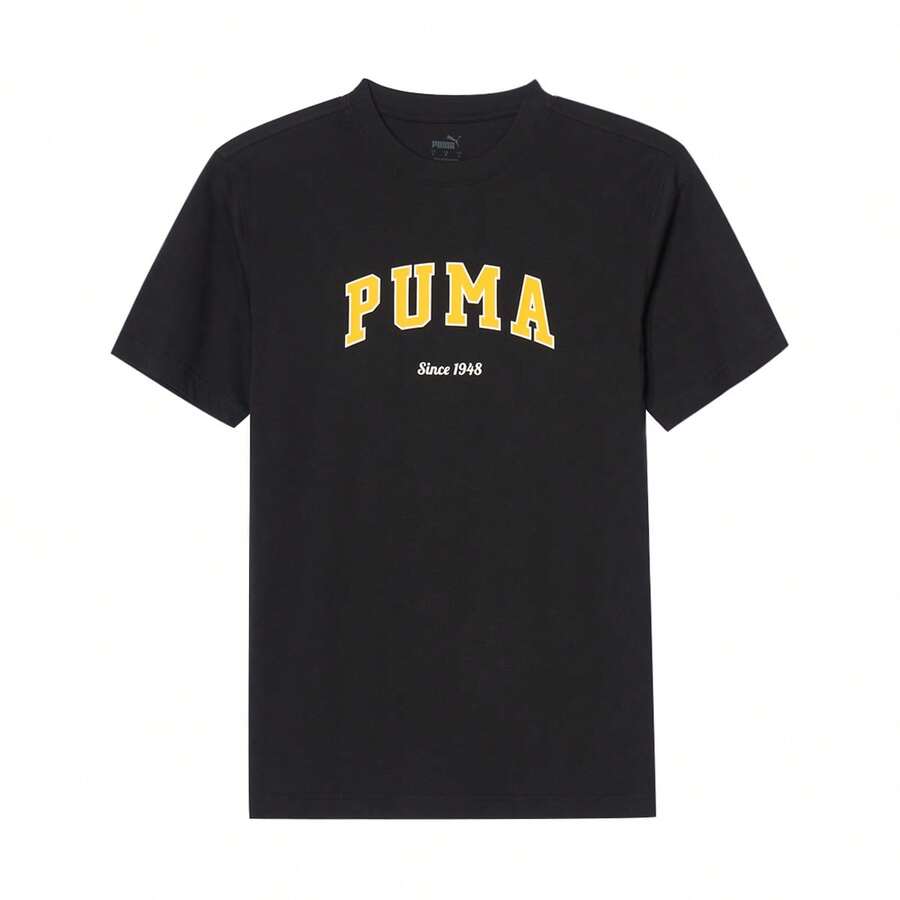 Puma Áo thun thể thao nam tay ngắn cổ tròn, chất liệu nhẹ, in logo lớn, thích hợp cho mùa xuân/hè. - màu đen - Xem 1