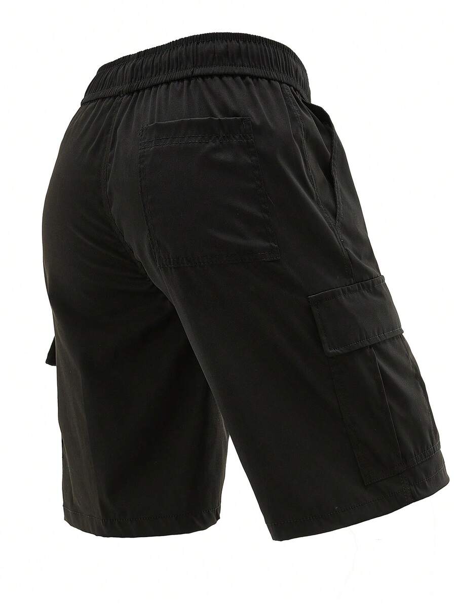 Men's Outdoor Cargo Shorts With Multi Pockets Casual Lightweight Breathable Comfy Simple Summer Sports Shorts For Outdoor Activities Fishing Climbing Running Beach Vacation And Casual Daily Life,Bermuda De Hombre - 黑色 - 查看 1