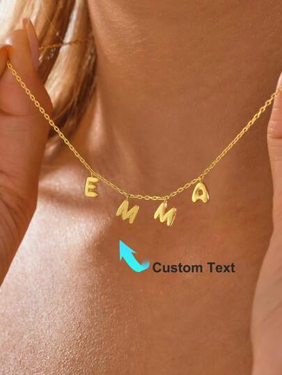 1pc Bubble Letter Necklace, Personalized 3D Letter Necklace, Bubble Name Necklace, Customized Bubble Jewelry, Gift For Her, Valentine's Day Gift