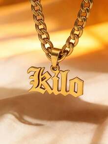 1pc Customized Necklace, Large Name Plate Pendant, Thick Chain, Unisex Design, Everyday Style, Stainless Steel Customization, 18K Gold Plated, Comes With Gift Box, Suitable For Daily Wear, Ramadan Gift, Valentine's Day Gift, Mother's Day Gift, Father's Day Gift - Cuban Chain - View 8