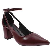 Women's Medium Square Block Heel Stiletto Sandal With Ankle Buckle Closure, Pointed Toe, Comfortable - 紅木色 - 查看 3