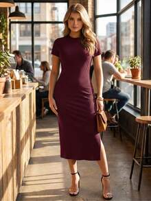 Women's Premium Comfortable Tube Midi Dress - 紫紅色 - 查看 5