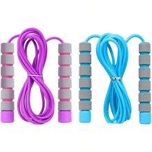 Adjustable Soft Skipping Rope With Skin - Friendly Foam Handles, Students And Adults, Fitness Jump Rope Outdoor, Party Favor, Exercise Activity - Blue+Purple - View 2