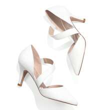 PENNYSUE Women Pumps Ladies Pointed Toe 3 Inch Heel Dress Shoes For Party - trắng - Xem 9