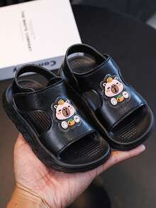 Children's Flat Sandals / Children's Lightweight Soft-Sole Open-Toe Flat Sandals - Black - View 4