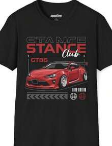 Stance Club GT86 Car Print Crew Neck T Shirt Sweatshirt Casual Wear Tops Plus Size Clothes Business Casual Y2k Automotive Graphic Short Sleeve Classic Regular Fit Suitable For All Seasons Machine Washable For Car M - màu đen - Xem 1