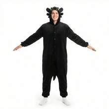 How to Train Your Dragon Plush Kigurumi Pajamas Cosplay Costume How To Train The Dragon Toothless - Black - View 5