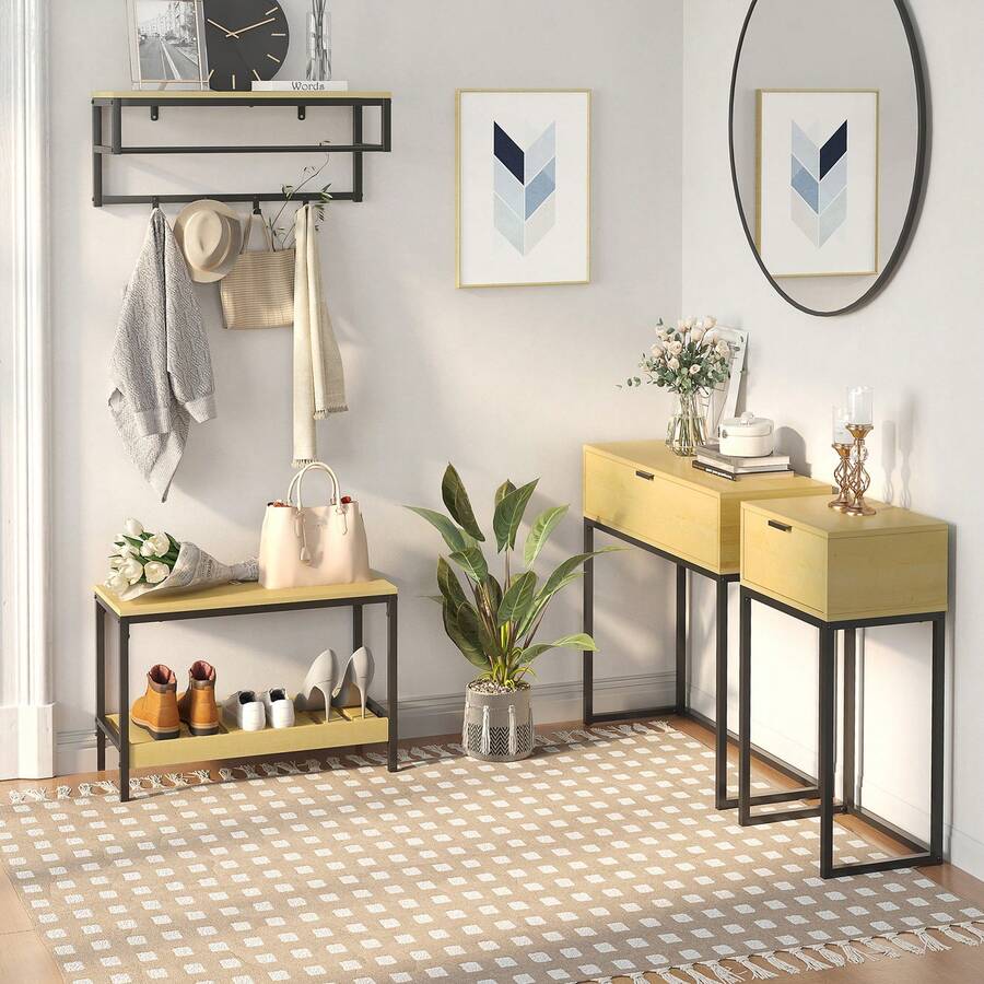 HOMCOM Mesa de banco - Madera Natural - Ver 1