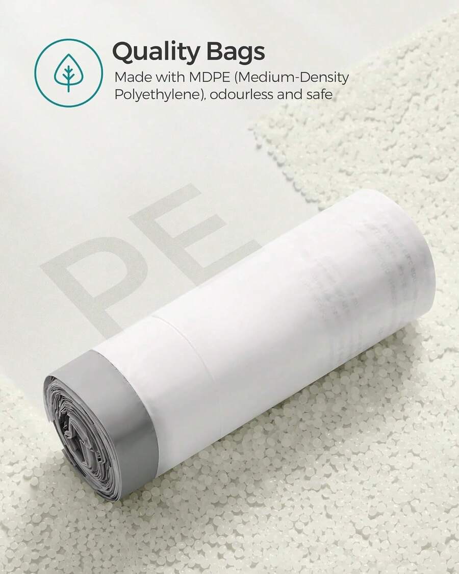SONGMICS Drawstring Bin Liners, 30L Bin Liners, Code 30A, Customized, 2 Rolls, 90 Pieces, White KRB30A02 - Bagged (25 L Code 025A01) - View 1