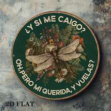 1 pieza Placa metálica redonda de estilo vintage 2D con tema de libélula y flores, adecuada para mejorar la decoración del jardín, balcón, estudio, sala de estar, dormitorio, cafetería - 1 pieza - Ver 5