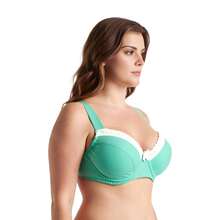 Women's Plus Size Underwired Unlined Balconette Cotton Bra - 海軍藍,淺綠色,橘色印花(3 件裝) - 查看 3