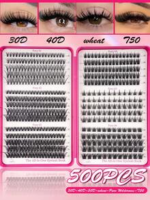 500pcs Lashes Lash Clusters Eyelashes Lash Clusters Extensions Kit Eyelash Extension Kit Eye Lashes, Lash Extension Kit Lashes Clusters KitWispy Manga Lashes, Individual Lashes Eyelash Extension Lashes Halloween Makeup , D Curl 10-18mm Mixed Length - Multicolor - View 3