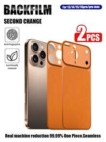 XINHONGYU 17 Series Luxury Shock-Absorbing Titanium Alloy Phone Case In Orange, Blue, Silver, Compatible With IPhone 16, 15, 14, 13 Pro/Pro Max Series, Scratch-Resistant Back Cover - 2pcs - View 12