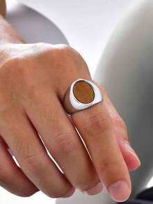 1枚男女通用简约不锈钢戒指 - 彩色 - 查看 11
