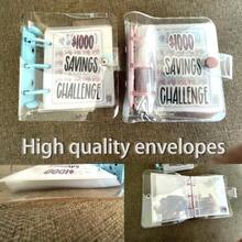 1pc Cash Savings Passbook, PVC Cover 3-Ring Binder - Pink - View 3