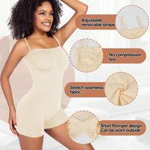 Women's Shapewear Rompers Strapless Bodysuit Shaper Jumpsuits Suitable For Outdoor Wear Body Shaper Bodysuit With Tummy Control, Butt Lifter, Chest Wrap,Plus Size, - 米色 - 查看 8