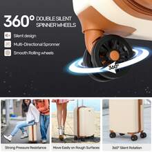 24 Inch Medium Suitcase ABS Hard Shell Lightweight Small Trolley Travel Cabin Luggage With 4 Double Spinner Wheels TSA Lock-Beige - White - View 8