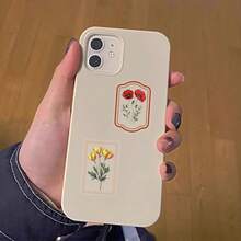 SCXXBSW 50 Stück Retro Pflanzen Aufkleber, kreative ästhetische Aufkleber, geeignet für DIY Notizbücher, Thermosbecher, Helme, Koffer, wasserfeste PET Aufkleber - Verschiedenfarbig - Übersicht 7