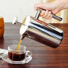 1000ML French Press Stainless Steel Coffee Tea Filter Maker Plunger Pitcher - Silver - View 3