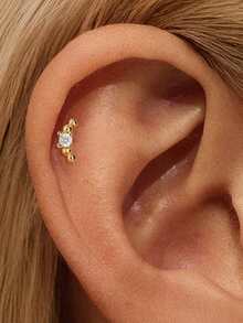 1 chiếc khuyên tai bạc 925 hình bướm dễ thương đính đá Cubic Zirconia, kiểu dáng phẳng, thích hợp cho nữ, đeo hàng ngày, hẹn hò, đi nghỉ mát, dự đám cưới, dự tiệc, làm quà tặng ngày lễ. - Vàng - Xem 7