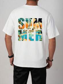 Men's Creative Vacation Style Casual Loose Fit Short Sleeve T-Shirt - White - View 2