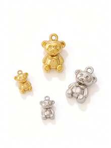 3 pièces Pendentifs d'ours mignons en acier inoxydable, plaqués or 18 carats, résistants à l'eau, accessoires pour la création de bijoux DIY - pendentif - Voir 1