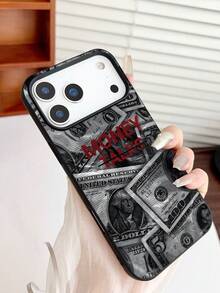 1PC "MONEY TALKS" US Dollar Bill Pattern Phone Case, Personalized Photography Wind Anti Drop Case Pattern, Simple Large Hole 1.6 Thick Large Hole Phone Case For Better Protection Of The Phone, With Anti Drop And Impact Resistance, Compatible With Apple 11/11 Pro/11ProMax,12/12Pro/12ProMax,13/13Pro/13ProMax,14/14Pro/14Plus/14ProMax,15/15Pro/15Plus/15ProMax,16//16Plus/16ProMax,17/17Pro/17Air/17ProMax,7/8/7Plus/8Plus,X/XS/XR/XSMax - Black - View 2