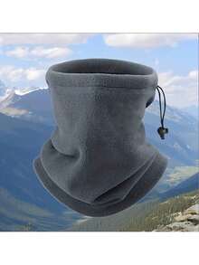 S' & 's Thickened Windproof Fleece Neck Gaiter - Adjustable Non-Elastic Neck Warmer For Skiing And Cycling |   Soft Windproof Collar (Black/Grey/Blue/Green) |   Autumn And Winter Outdoor Accessories, Casual Cold Weather Face Mask - 藍色 - 查看 2