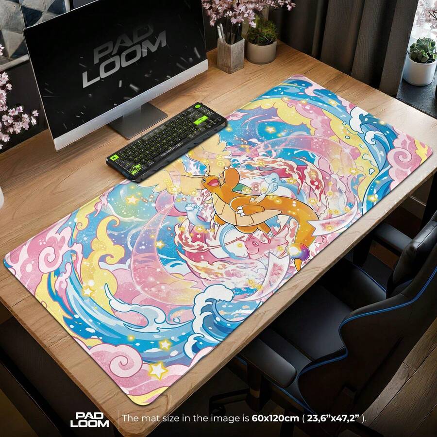 Dragonite Pastel Dream Mouse Pad, Cute  Gaming Desk Mat, Celestial Cloud Mouse Pad Gaming - Desk Mat For Keyboard And Mouse - Large Mouse Pad For Desk With Non-Slip Base, Desks Pad Mat For Game, Office And Home - Màu trắng (Cao su) - Xem 1