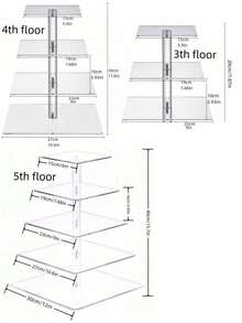 1pc Square Multi-Tier Transparent Acrylic Cupcake Stand/Display Rack, Made Of High-Clarity Acrylic, Detachable Multi-Tier Trays, Multi-Tier Display Rack, Reusable Multi-Tier Cupcake Tower, Multi-Tier Dessert Food Stand, Plastic Cupcake Tower, Display Rack - Multicolor - View 4