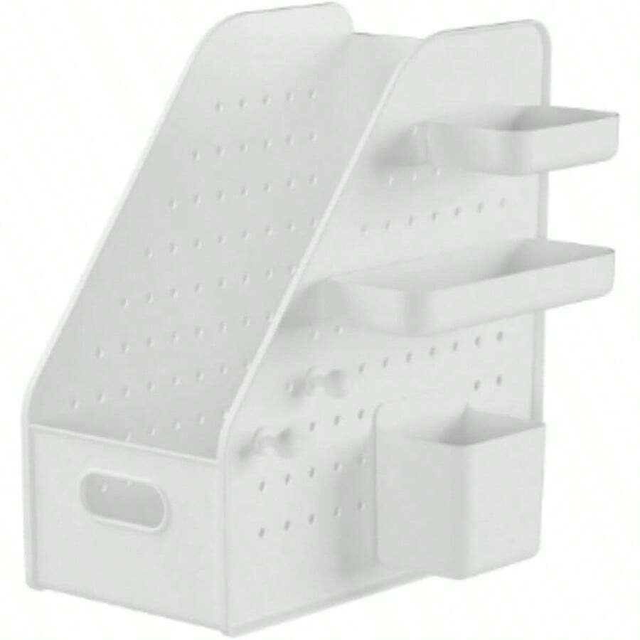 勉強机＆デスクがスッキリ！コンパクト卓上収納ラック 有孔ボードで文具・本・ファイルまとめ収納 - 大きいサイズ - アクセサリー付き - チェックする 1