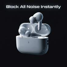 无线降噪耳机，配备立体声降噪技术，音质升级，佩戴舒适，低延迟游戏蓝牙耳机 - 白色 - 查看 3
