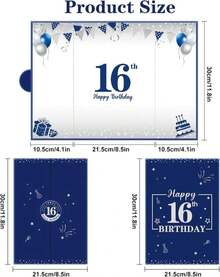 Eiurteao Large 16th Birthday Guest Book Card With Envelope Decorations For Boys, Blue Silver Happy 16 Birthday Signature Book Jumbo Card Party Supplies, Giant Sweet Sixteen Bday Greeting Card Decor - ColorB - 查看 2
