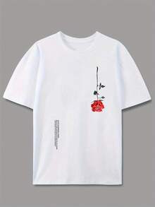 Men's Printed Pink T-Shirt, Simple Shirt, 100% Cotton - 白色 - 查看 2