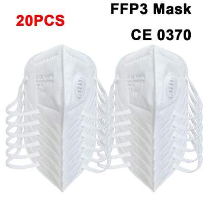 FFP2 Mask CE Approved Air Valve 20-Pack, Particulate Respirator FFP2 Face Masks Universal Fit - Individually Wrapped