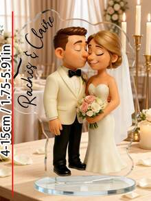 1-2个定制亚克力肖像摆件带支架 - 家居/办公室/婚礼展示装饰，个性化数码艺术照片转卡通，结婚纪念日纪念品，定制亚克力纪念品，情侣礼物，多功能照片装饰，送给情侣和家人的理想礼物 - 周年纪念日、生日、情人节，送给爱人的完美纪念品。 - X-照片名字卡通化立牌 - 查看 8