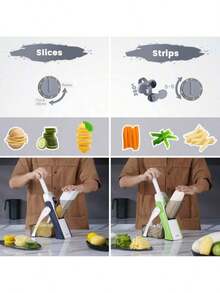 This 8-In-1 Multi-Functional Food Chopper, Slicer, And Salad/Onion Dicer With A Container Features 8 Adjustable Settings And Is A Versatile And Essential Kitchen Tool.  It Includes A Hand Guard, Draining Basket, And Peeler. This Professional Multi-Purpose Kitchen Tool Is Suitable For Potatoes And Other Ingredients And Can Also Be Used As A Slicer - trái cam - Xem 3
