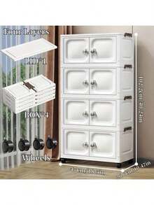Foldable Storage Bins With Lids And Wheels - Stackable Plastic Storage Containers, Closet Organizer With Magnetic Double Doors, Collapsible Storage Boxes For Home, Office, Dorm. Perfect For Clothes, Toys, Snacks & Books, Dustproof Bathroom Storage, Back To School Travel Essentials. - View 14