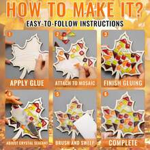 Honeydak 6 Sets DIY Glass Mosaic Tiles With 6 Wooden Coasters Making Mosaic Crafts Material Package Mixed Stained Glass For Handmade Colorful Home Decor Gift Indoor(Maple Leaf,Autumnal Color) - ColorD - 查看 3