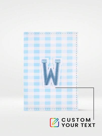 1pc Personalized Initial Gingham Passport Cover Customized Checkered Passport Holder Customize Chic Passport Holder Travel Accessories Travel Gifts Beach Essentials