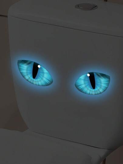 1 pieza Pegatinas decorativas con ojos de dibujos animados para embellecer la habitación, el baño, la tapa del inodoro, el refrigerador, las paredes de vidrio y ventanas universales, con diseño clásico y lindo, de estilo retro