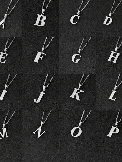 1入款極簡時尚項鍊，附有26個不褪色字母，男性生日和假日完美禮物