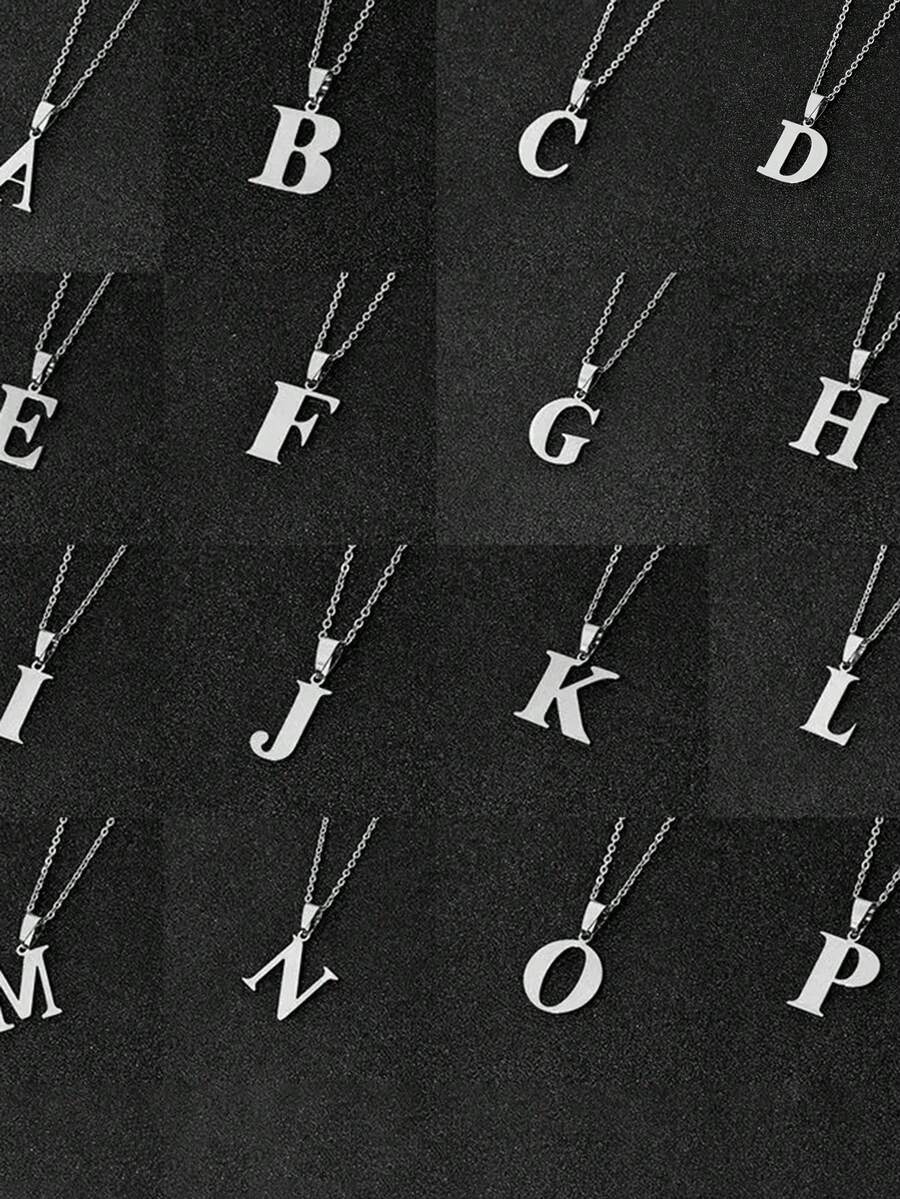 1入款極簡時尚項鍊，附有26個不褪色字母，男性生日和假日完美禮物 - 項鍊 - 查看 1