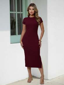 Women's Premium Comfortable Tube Midi Dress - 紫紅色 - 查看 7