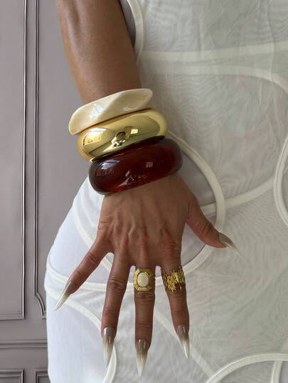 3pcs/Set Wide Gold Bangle Bracelets, Women Bracelet Set Gift