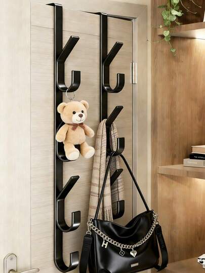 1 pieza Gancho recto de acero al carbono multiusos, se puede usar como perchero o toallero, adecuado para puertas de baño, ahorra espacio, sin necesidad de perforar, aplicable para dormitorio, baño, garaje, lavandería, cobertizo, cocina, hotel, etc.