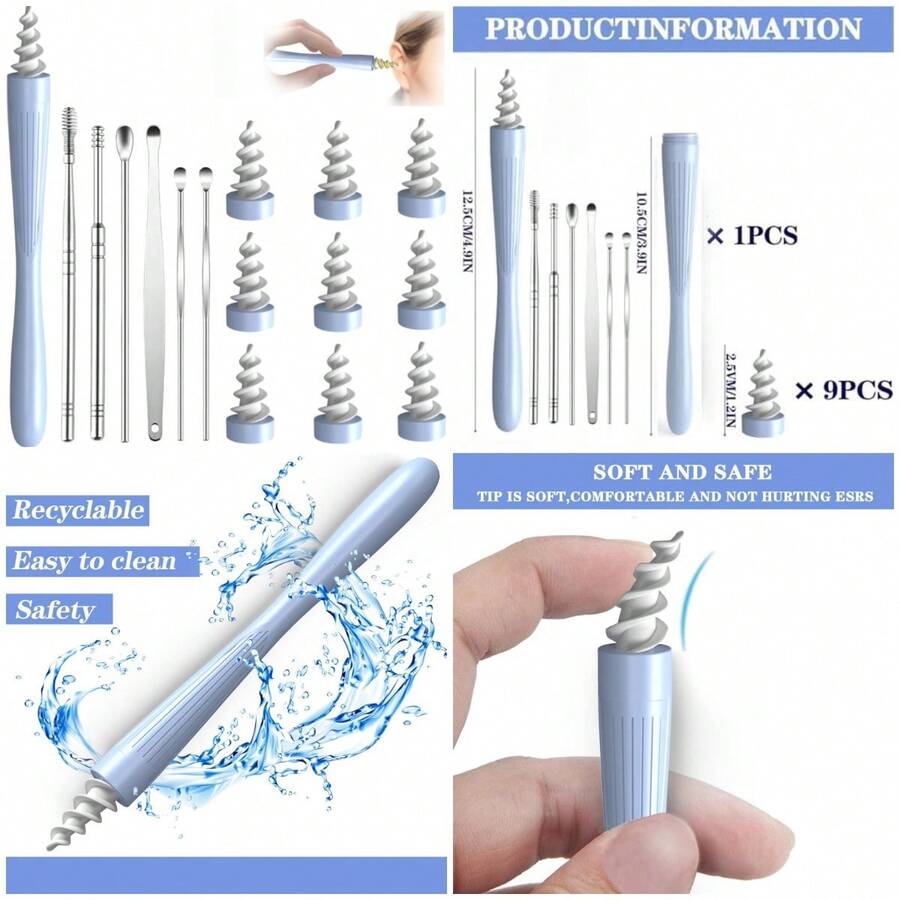 Ear Wax Removal Tool, 2025 Ear Wax Removal Reusable And Washable Replacement Soft Silicone Tips For Cleaner Earwax, Ear Wax Remo - như hình - Xem 1