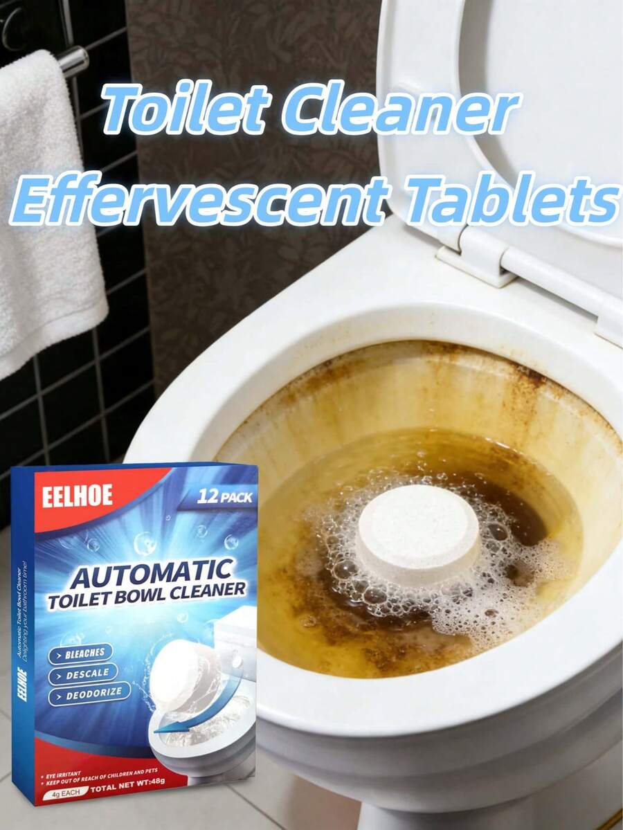Toilet Cleaning Effervescent Tablets, Bathroom Toilet Descaler, Stain Remover, Deodorizer, Multi-Function Freshener - Solid State - View 1